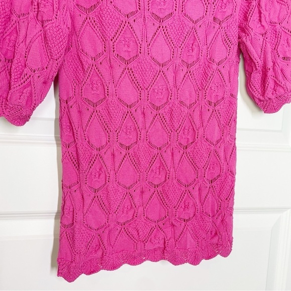 Boutique Delia Pointelle Knit Top in Fuchsia - Picture 5 of 9